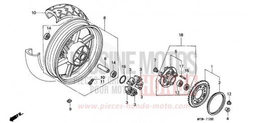 REAR WHEEL (1) CB500T de 1996